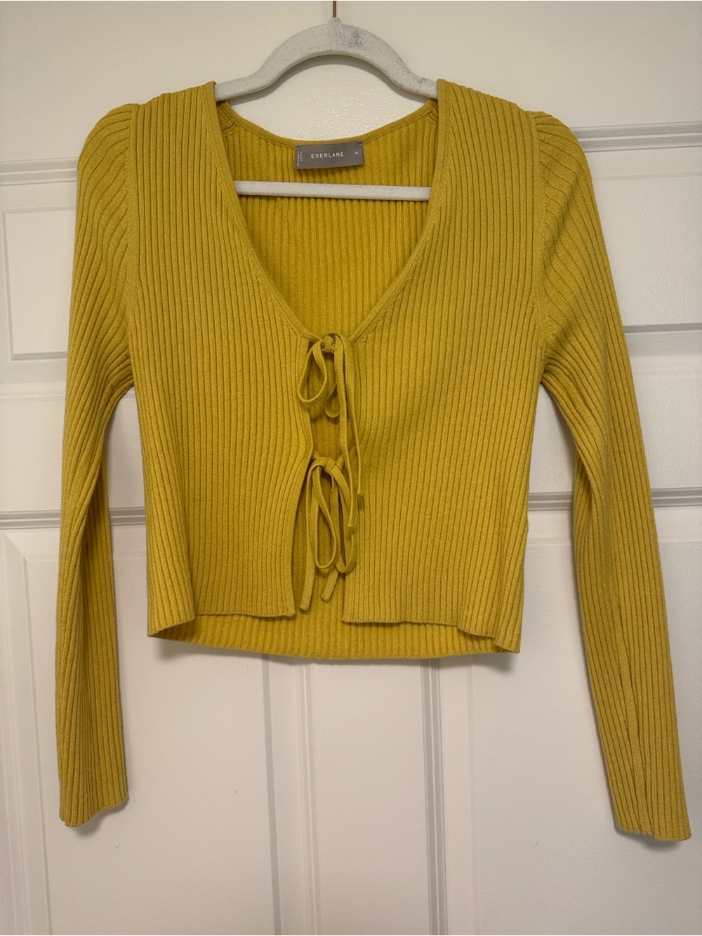 Everlane women’s ribbed 2 piece sweater and tank set in Mustard Yellow